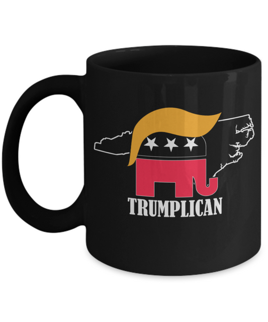 Trumplican - Black Coffee Mug Porcelain Tea Cup 11 oz - Great Gift