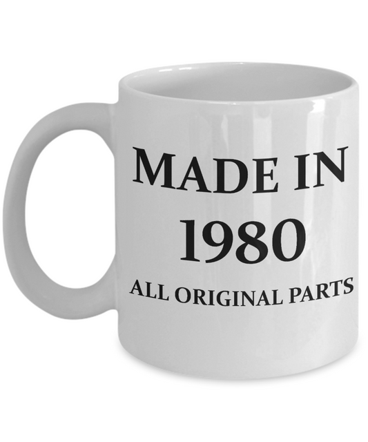 1980 birthday gifts for men cd & women, 38th Birthday Gifts - Made in 1980 All Original Parts - White Porcelain Coffee Cup,Premium 11 oz Funny Mugs White coffee cup Gifts Ideas