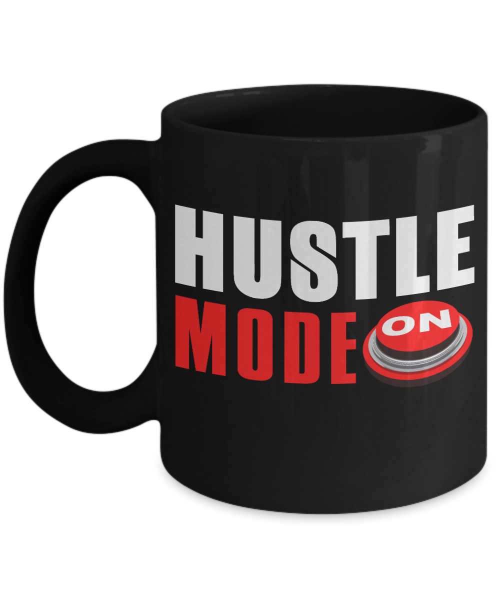 World's Best Boss Coffee Mug, Hustle Mode On-Black Porcelain Coffee Mug 11 oz For Businessman,Entrepreneur, Boss, CEO