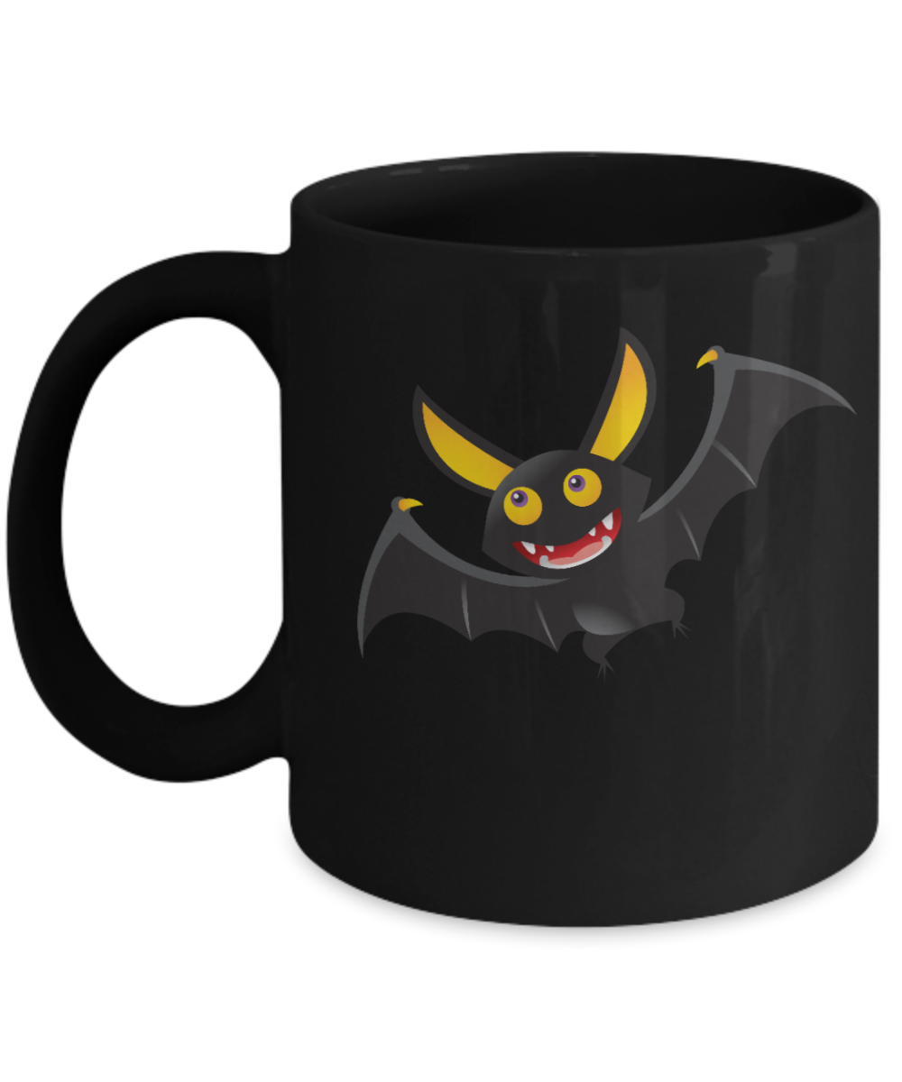 Halloween Bat Mugs - Black Porcelain Coffee Cup,Premium 11 oz Black coffee cup