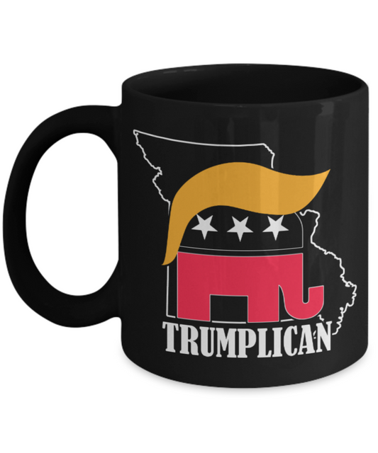 Trumplican - Black Coffee Mug Porcelain Tea Cup 11 oz - Great Gift