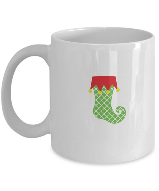 Pattern Stocking Green Crosses coffee mugs - Funny Christmas White coffee mugs 11 oz