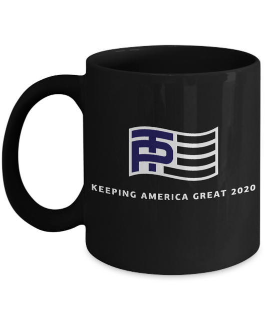 Trump 2020 Flag mugs, Keeping America Great 2020 - Funny Black Porcelain Coffee 11 oz