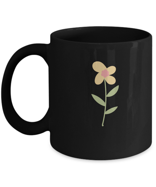 Floral Awesome Flower Black Mugs - Funny Christmas Gifts - Black coffee mugs 11 oz