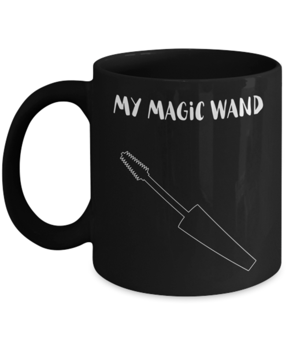 My Magic wand - Black Coffee Mug Porcelain Tea Cup 11 oz - Great Gift