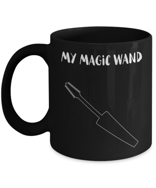 My Magic wand - Black Coffee Mug Porcelain Tea Cup 11 oz - Great Gift
