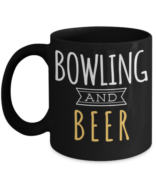 Bowling lovers mugs, Bowling and Beer - Funny Black Porcelain Coffee 11 oz