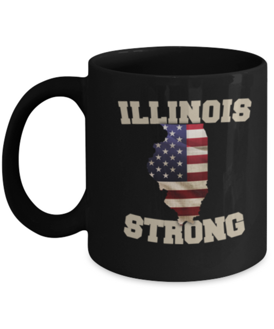 Illinois State coffee coffee mug - Porcelain Black Funny Coffee Black coffee mugs 11 oz