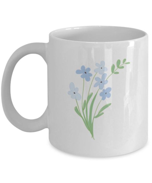 Bouquet Sprigs Blue Smooth Coffee Mugs - Funny White coffee mugs 11 oz