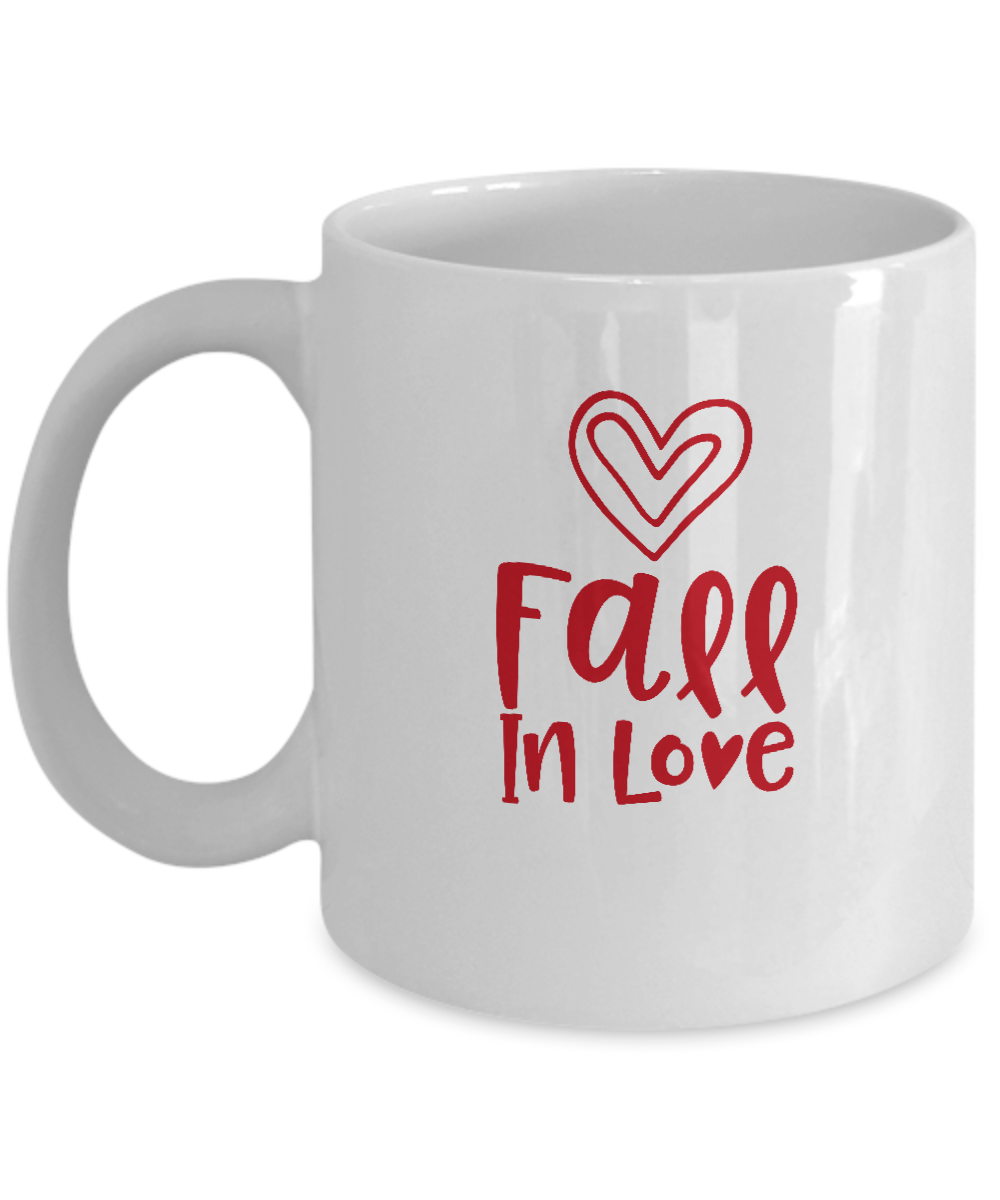 Fall in love Valentines coffee Mugs - Funny Valentines day Gifts - Funny  White coffee mugs 11 oz