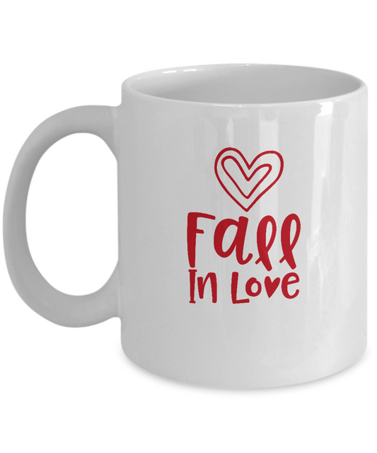 Fall in love Valentines coffee Mugs - Funny Valentines day Gifts - Funny  White coffee mugs 11 oz