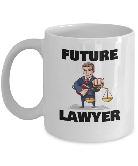 Future Lawyer White Porcelain Coffee Mug - Premium 11 oz White coffee cup