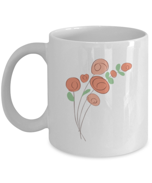 Bouquet Roses Sprigs smooth Coffee Mugs - Funny White coffee mugs 11 oz