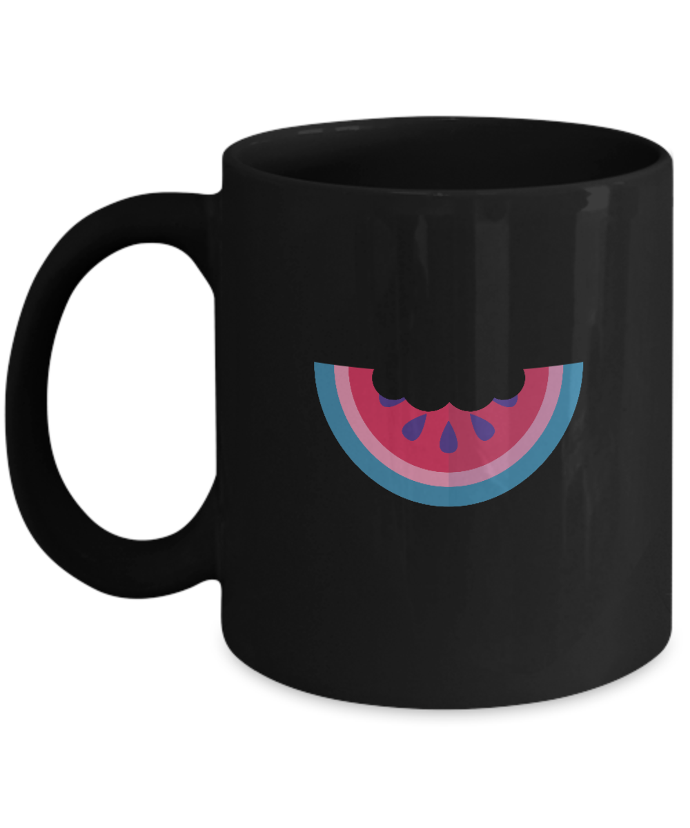 Water Melon bitten Black Mugs - Funny Christmas Gifts -Black coffee mugs 11 oz
