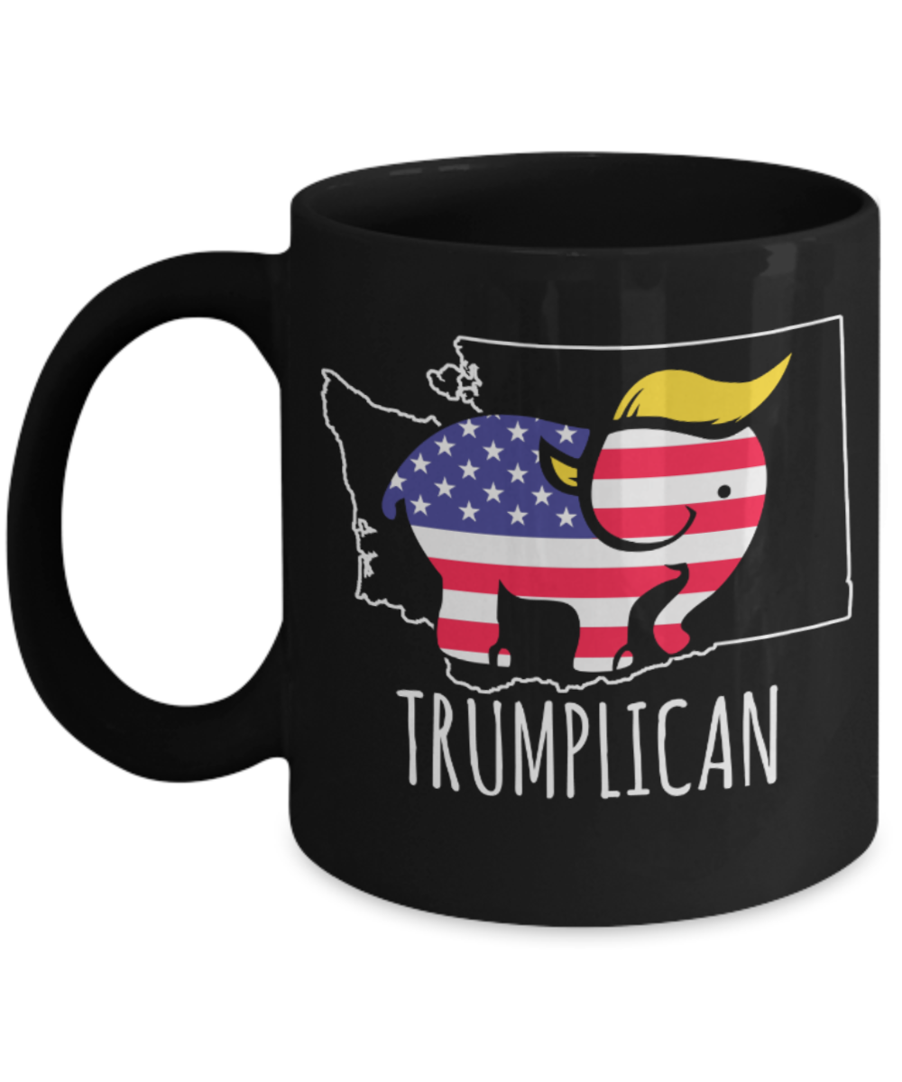 Trumplican - Black Coffee Mug Porcelain Tea Cup 11 oz - Great Gift