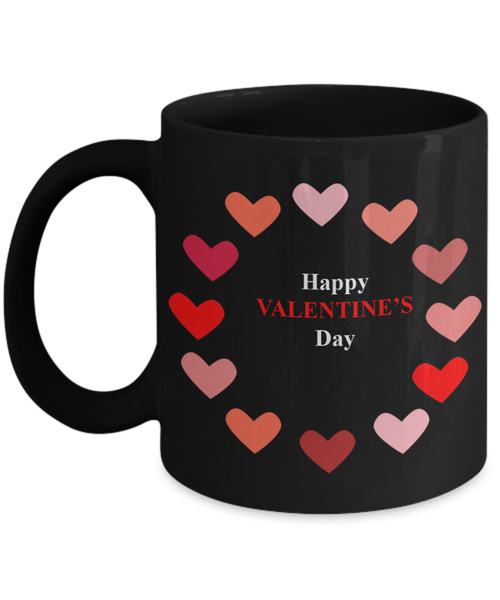 Happy Valentine's Day Coffee Mug Porcelain  Black, Valentine Gag Gifts 11 oz