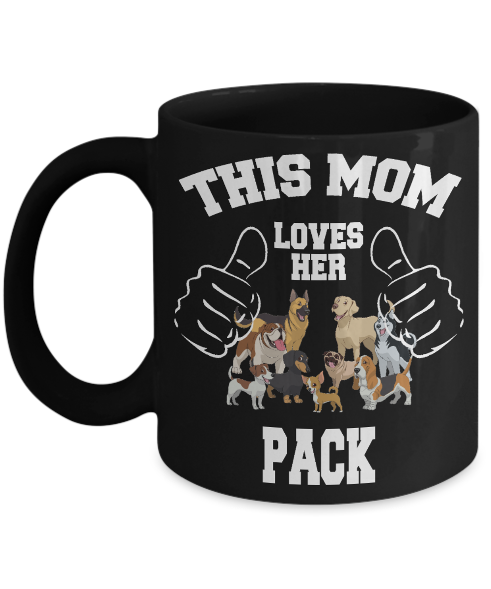 Dog Mom Gift Custom Coffee mug, This Mom Loves Her Dogs-Black Porcelain Coffee Mug 11 oz