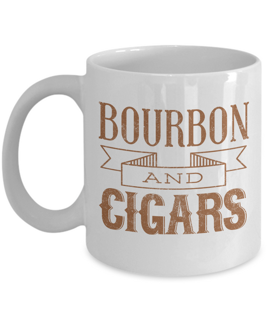 I Smoke Cigar Coffee mug, Bourbon And Cigars-White Porcelain Coffee Mug 11 oz for Husband, Dad, Boyfriend,Grandpa