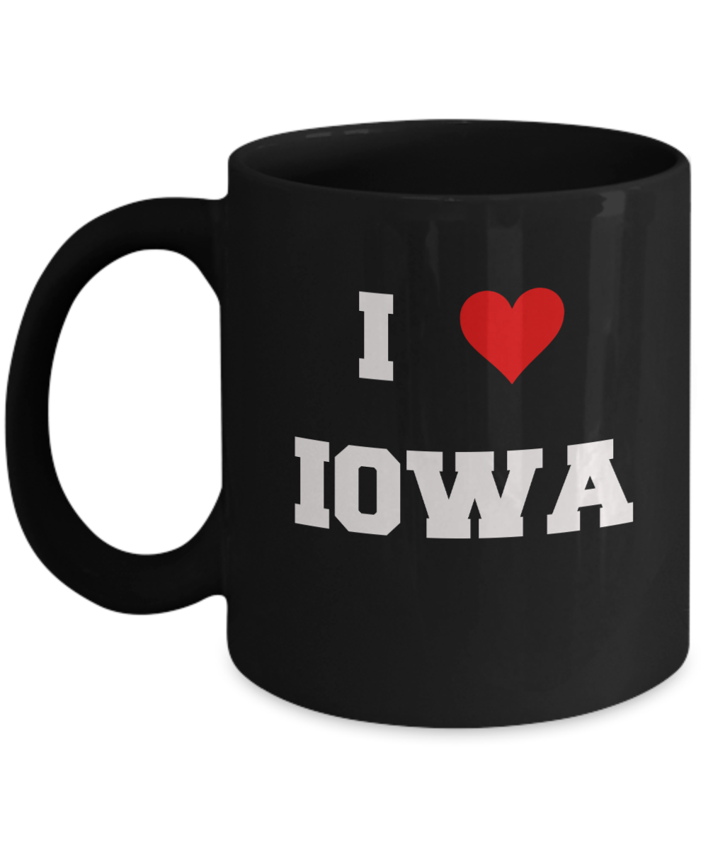 Iowa Tea Coffee Mugs,I Love Iowa USA States Ceramic Black Coffee Mug Tea Cup Gifts Mugs 11 oz Funny Mugs