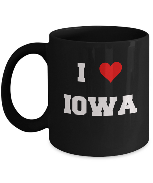 Iowa Tea Coffee Mugs,I Love Iowa USA States Ceramic Black Coffee Mug Tea Cup Gifts Mugs 11 oz Funny Mugs
