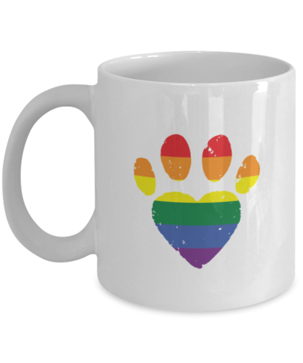 Gift gor cat lovers , Paw - White Coffee Mug Porcelain Tea Cup 11 oz - Great Gift
