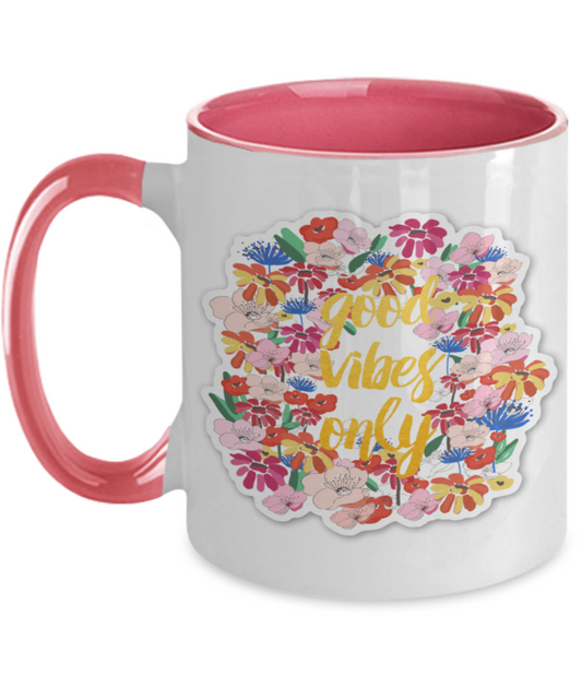 Good Vibes Coffee mug, Positive Gift, Gift for Friend, Encouragement Gift, Beach Mug, Inspirational Gift, Cute Coffee Mug, Vacation, Beach