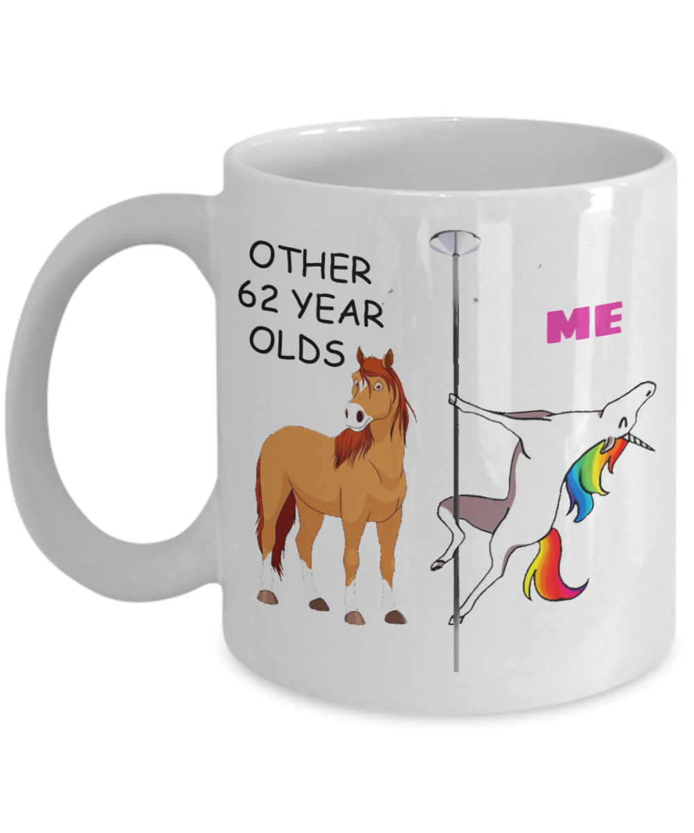 62nd Birthday Gift for Women - Other 62 Year Olds Me Unicorn Coffee Mug - Funny White Porcelain Coffee 11 oz for Grandma, Mom, Sister, Best Friend, Women, Her - Born In 1958