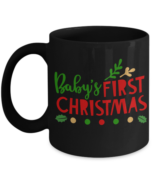 Nightnare before christmas mug - Baby's First Christmas - Funny Christmas Gifts Mugs, Christmas Gifts for family Ceramic Cup Black, Funny Mugs Gift Ideas 11 Oz