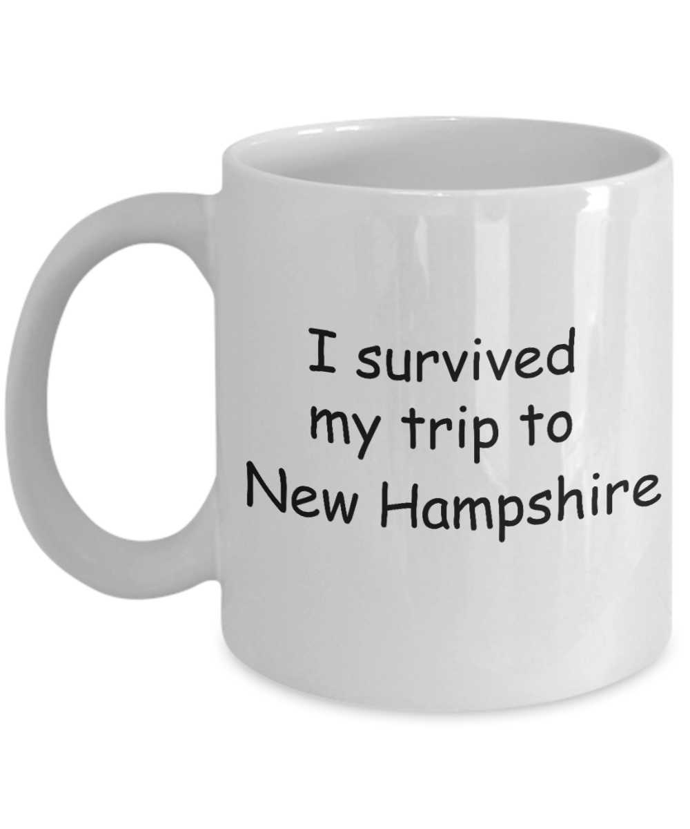 Patriotic coffee mugs , I survived my trip to New Hampshire - White Coffee Mug Tea Cup 11 oz Gift