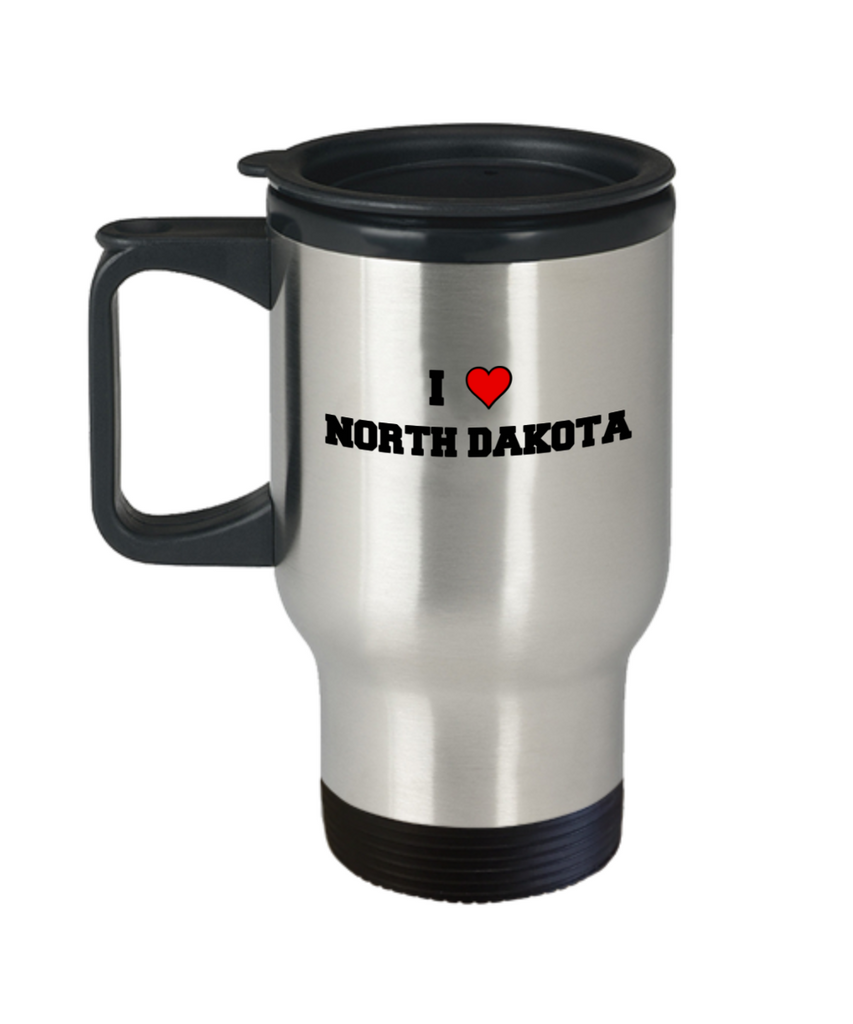 North Dakota Travel Mugs I Love North Dakota USA States Travel Mug