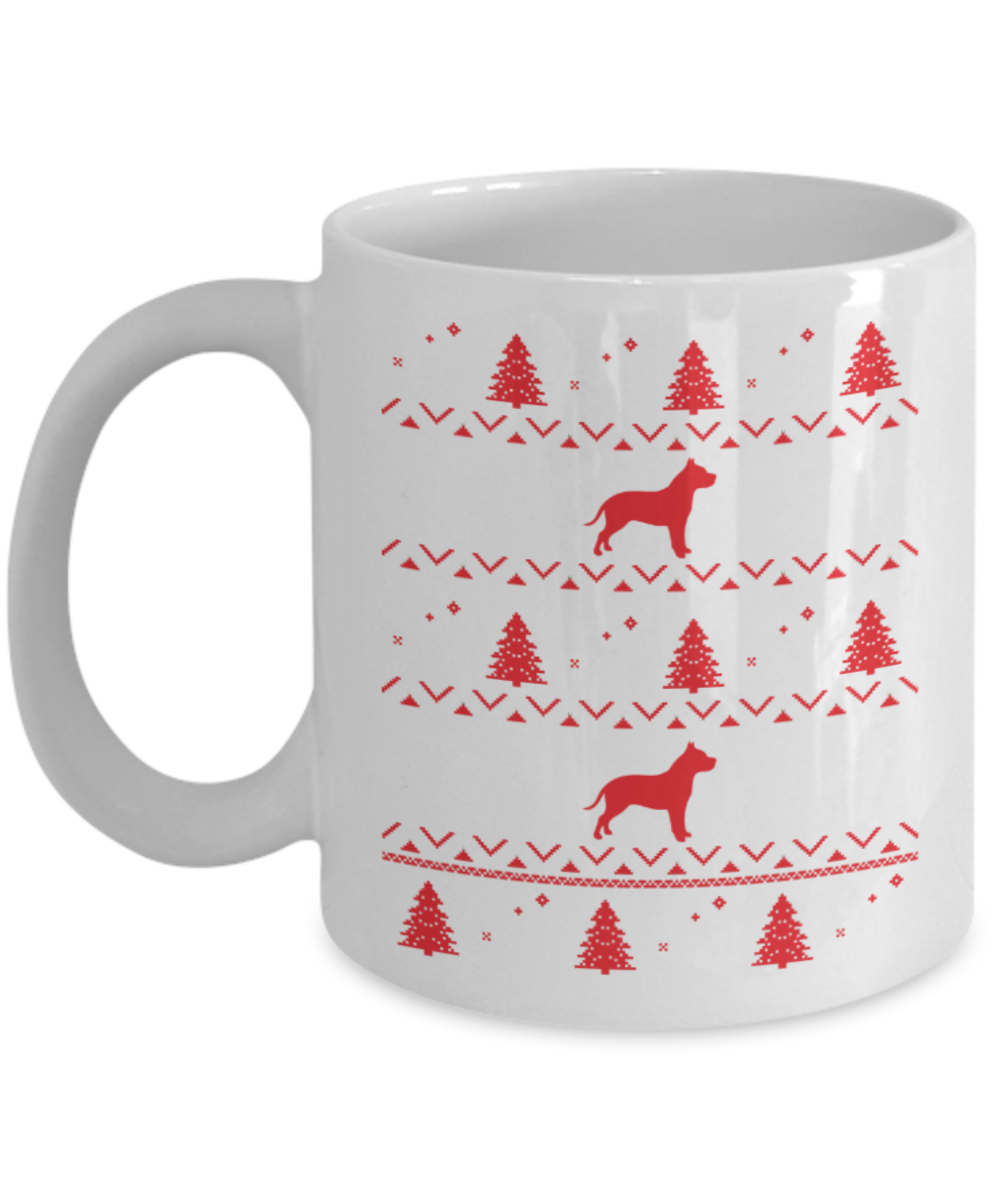 Gift gor dog lovers , Pug Xmas - White Coffee Mug Porcelain Tea Cup 11 oz - Great Gift