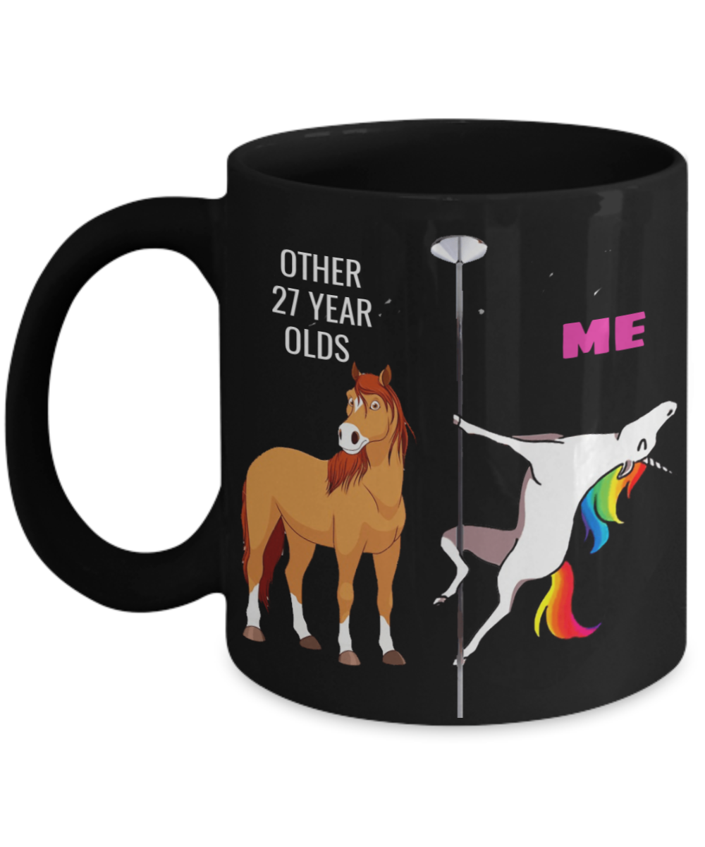 Unicorn Birthday gift 27th Birthday Gift for Women - Other 27 Year Olds Me Unicorn Coffee Mug - Black Porcelain Coffee 11 oz for Grandma, Mom,   Sister, Best Friend, Women, Her - Born In 1993