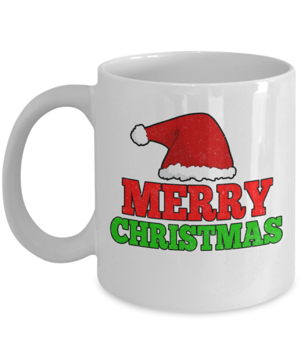 Santas white christmas coffee k cups, Merry Christmas - Funny White Porcelain Coffee Mug Cute Ceramic Cup 11 oz