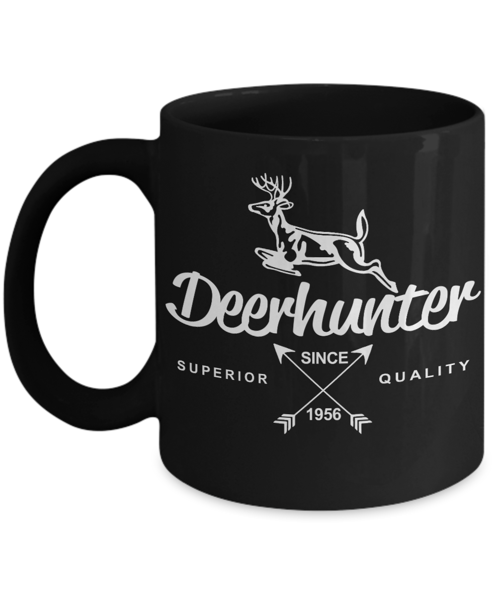 Deer Hunting Dad Gift Coffee mug, Deer Hunter Since 1956, Superior Quality-Black Porcelain Coffee Mug 11 oz