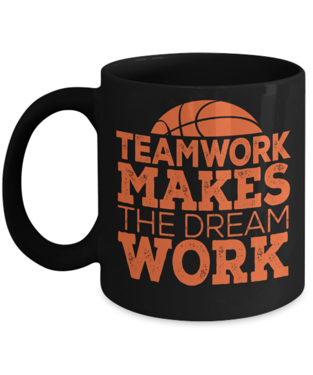 Baseball lovers mugs, Teamwork makes the Dream work - Funny Black Porcelain Coffee 11 oz