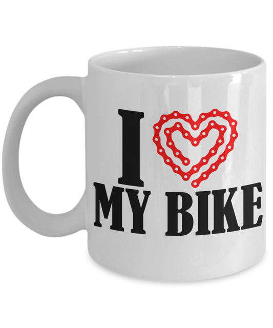 Biking Obsession Gift Coffee Mug For Bikers,cyclists,I Love My Bike-White Porcelain Coffee Mug 11 oz