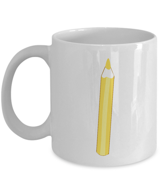 Pencil Smooth Yellow White Mugs - Funny Coffee White coffee mugs 11 oz