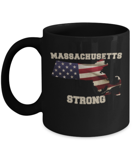 Massachusetts State coffee Black mug - Porcelain Black Funny Black coffee mugs 11 oz