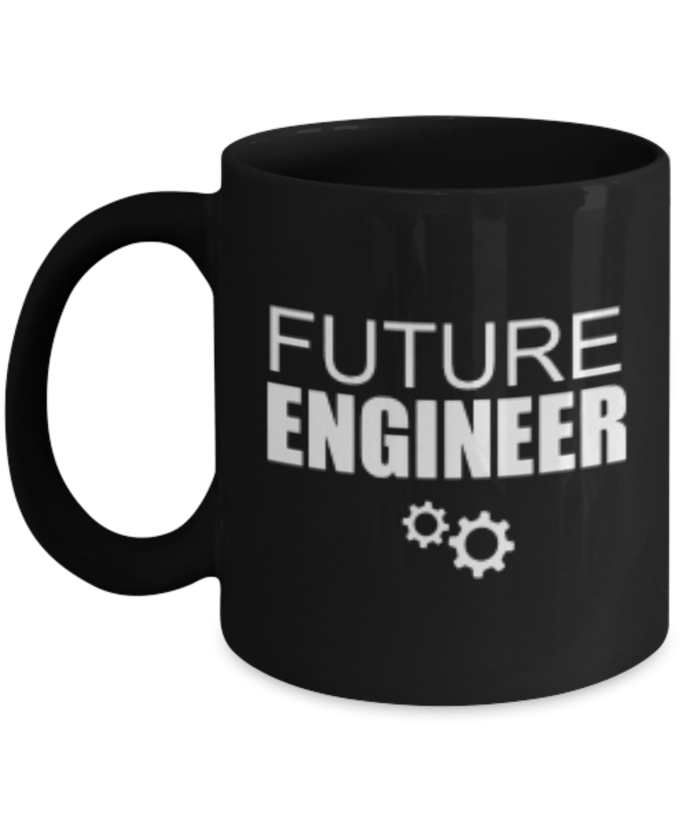 Future Engineer Coffee Mug- Black Porcelain Coffee Cup,Premium 11 oz Black coffee cup