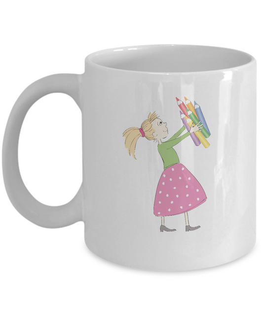 Girl with pens coffee mugs - Funny Christmas Kids Gifts White coffee mugs 11 oz