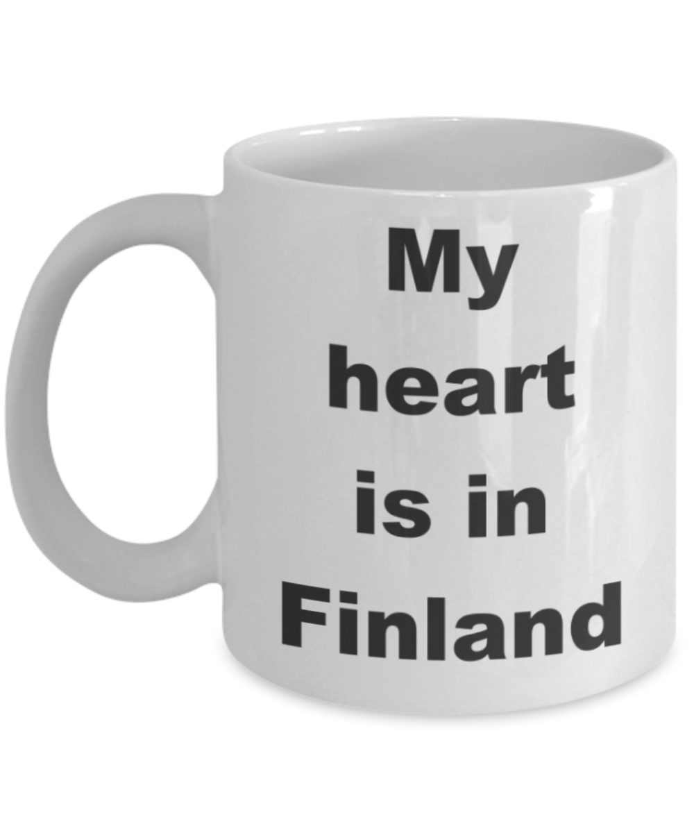My heart is in Finland - White Porcelain Coffee 11 oz