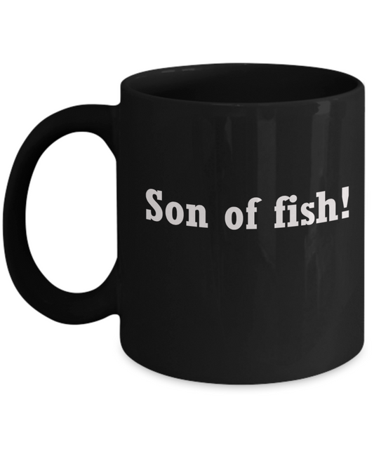 Funny fishing coffee cups -Son of fish -Black Ceramic Coffee Mug 11 Oz