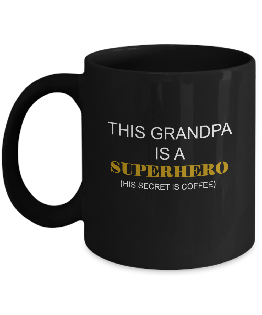 Grandpa Superhero gift coffee Black Mugs - Funny Christmas Black coffee mugs 11 oz
