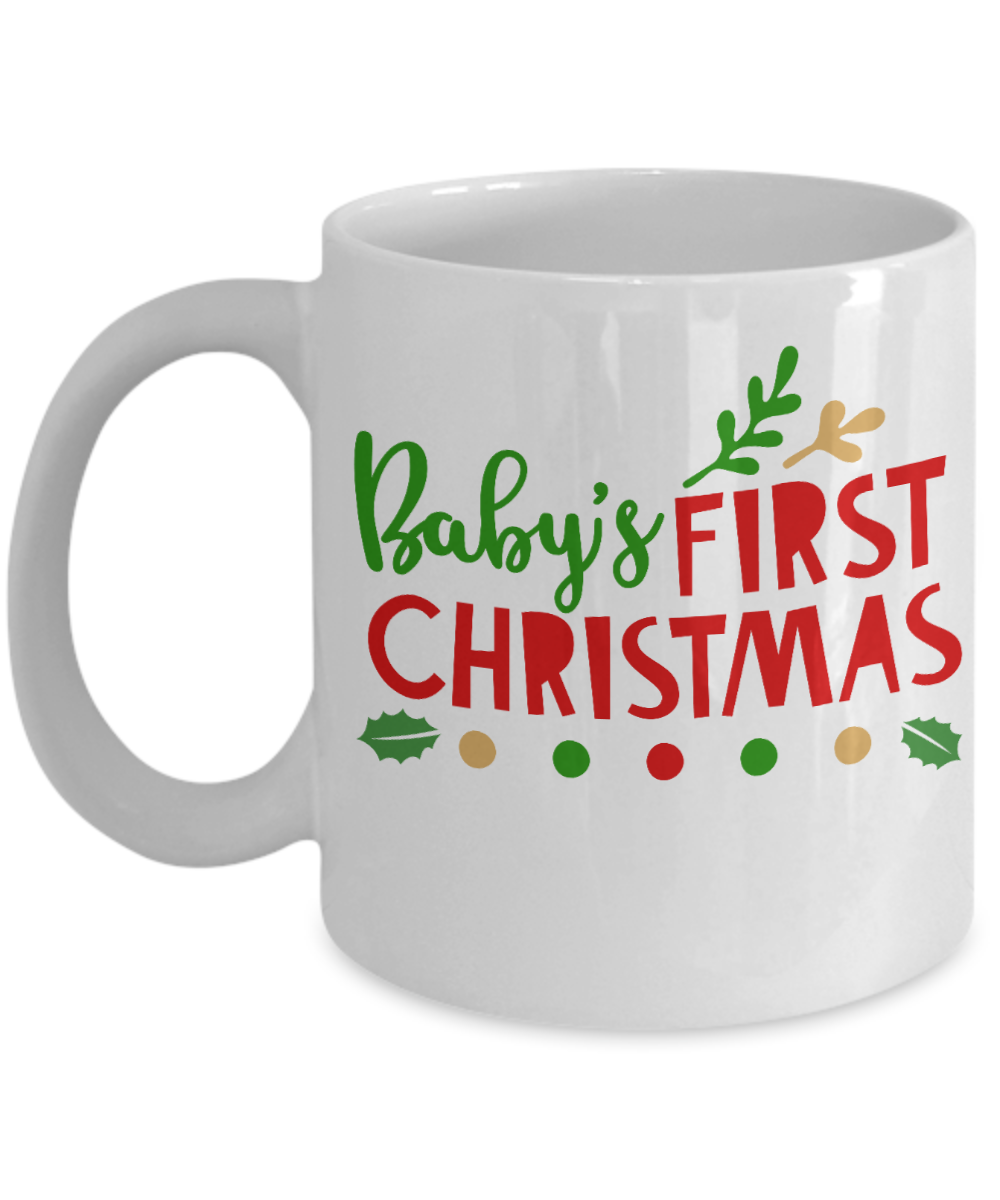 Nightnare before christmas mug - Baby's First Christmas - Funny Christmas Gift Mugs, Christmas Gifts for family Ceramic Cup White, Funny Mugs Gift Ideas 11 Oz