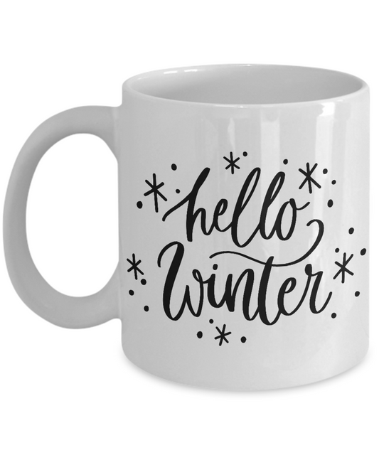Funny Chistmas Coffee Mug-Hello Winter -Funny Christmas Gifts White coffee mugs 11 oz
