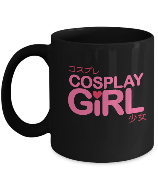 Cosplay Girl Coffee Mugs Black - 11 OZ Black coffee mugs and tea cups