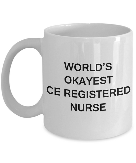 World's Okayest Certified Emergency Registered Nurse - Porcelain White coffee mugs 11 oz