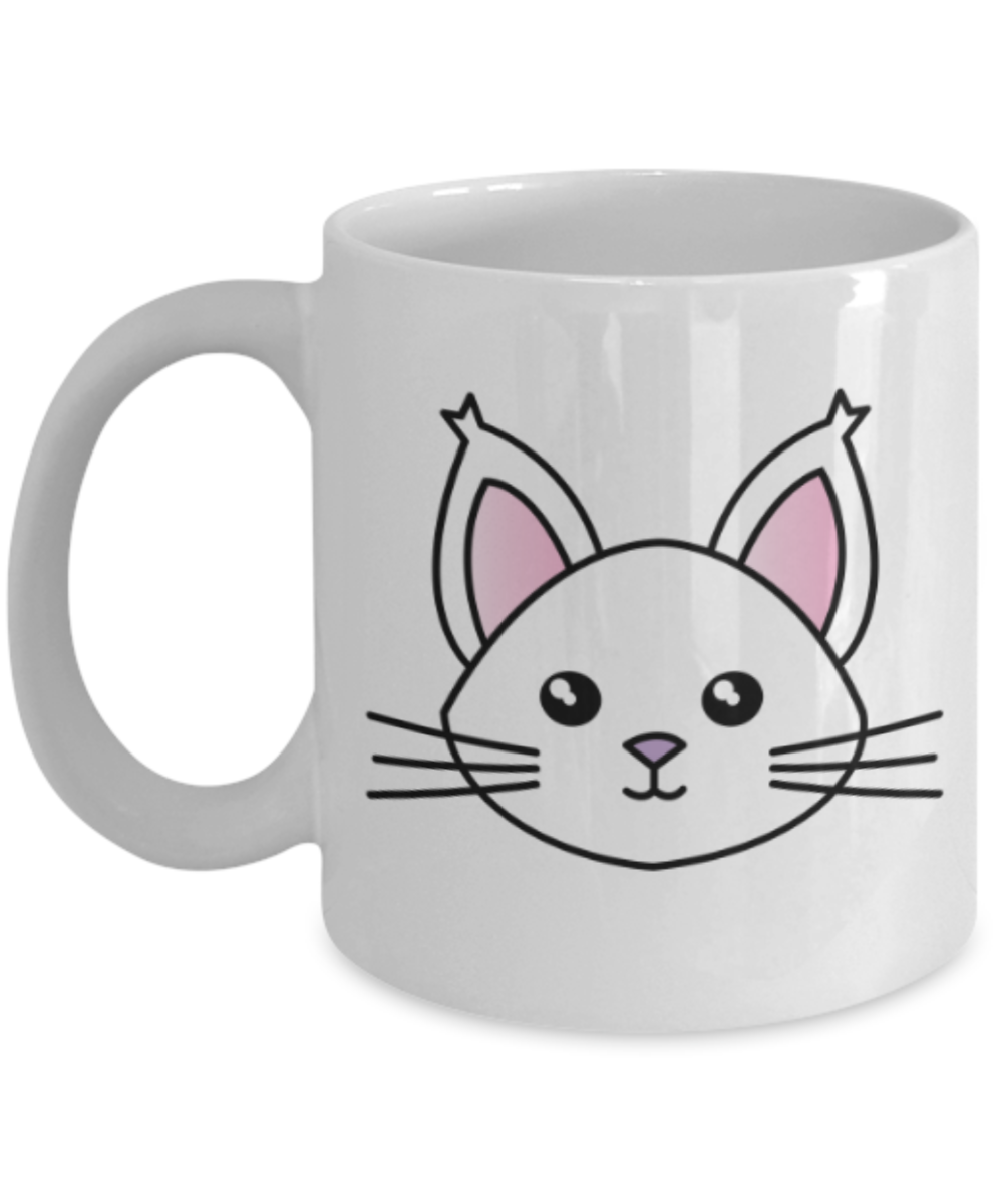 Gift gor cat lovers , White Cats - White Coffee Mug Porcelain Tea Cup 11 oz - Great Gift