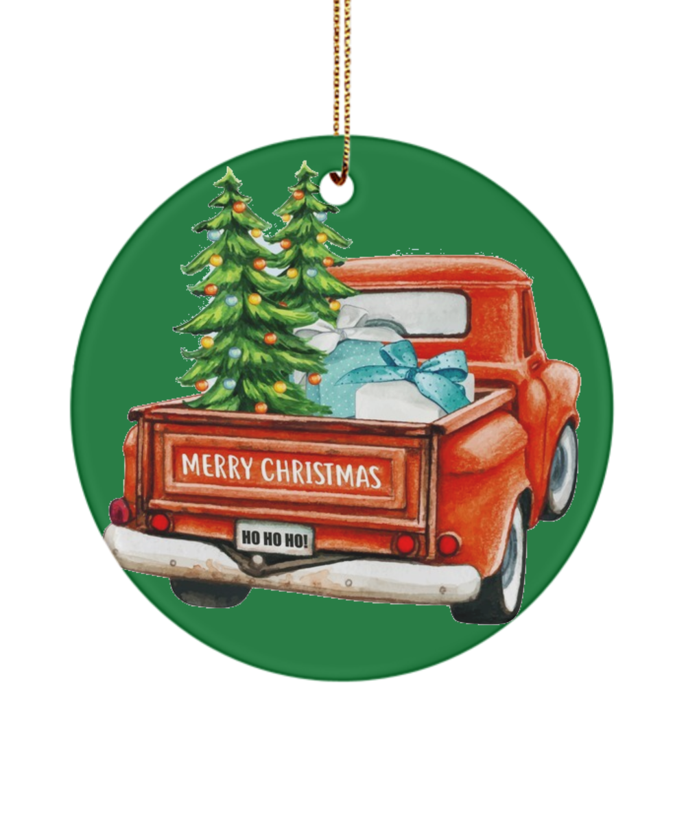 Merry Christmas HO HO HO Red Truck Ornament For Decor, Best Xmas Décor Ever ,Gift For Him, Gift For Her