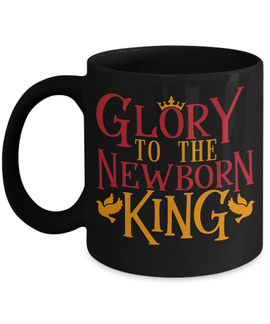 Knightmare before christmas mug - Glory To The Newborn King - Funny Christmas Gifts Mugs, Christmas Gifts for family Ceramic Cup Black, Funny Mugs Gift Ideas 11 Oz